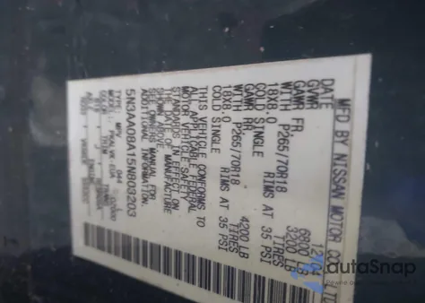 2005 Infiniti Qx56 from USA, damaged, VIN 5N3AA08A15N803203